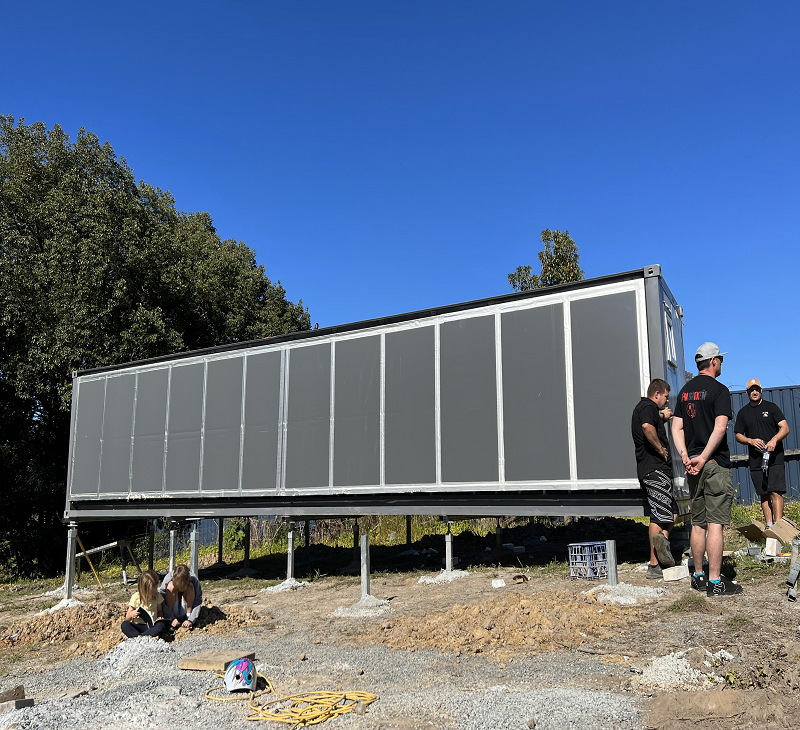 Container houses under construction